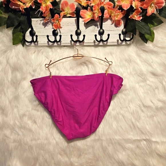 Ruched Raspberry Bikini Bottoms - Picture 2 of 5